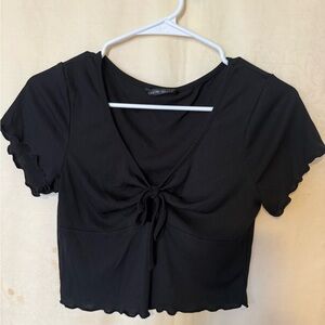 SHEIN Top, Women’s size Medium Black, Ribbed-Knit, Short Sleeve Crop Top